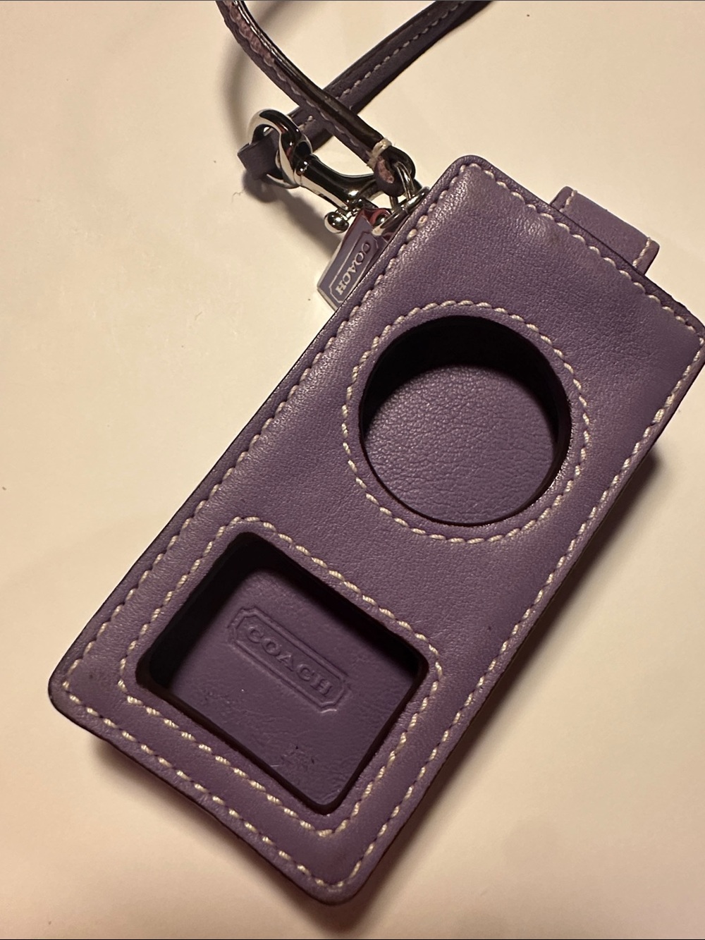 Coach Purple Leather IPod Nano Case with Wrist Strap